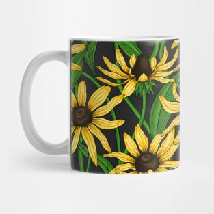 Yellow Rudbekia on black Mug